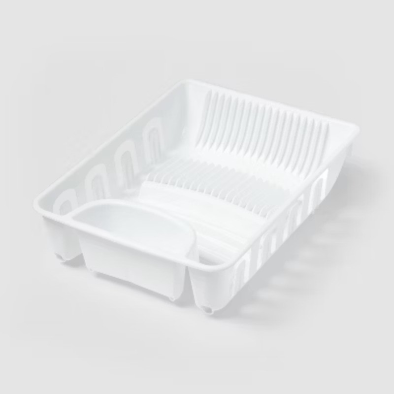 Plastic Dish Drainer: Freestanding Polypropylene Dish Drying Rack, 17.4″ Depth
