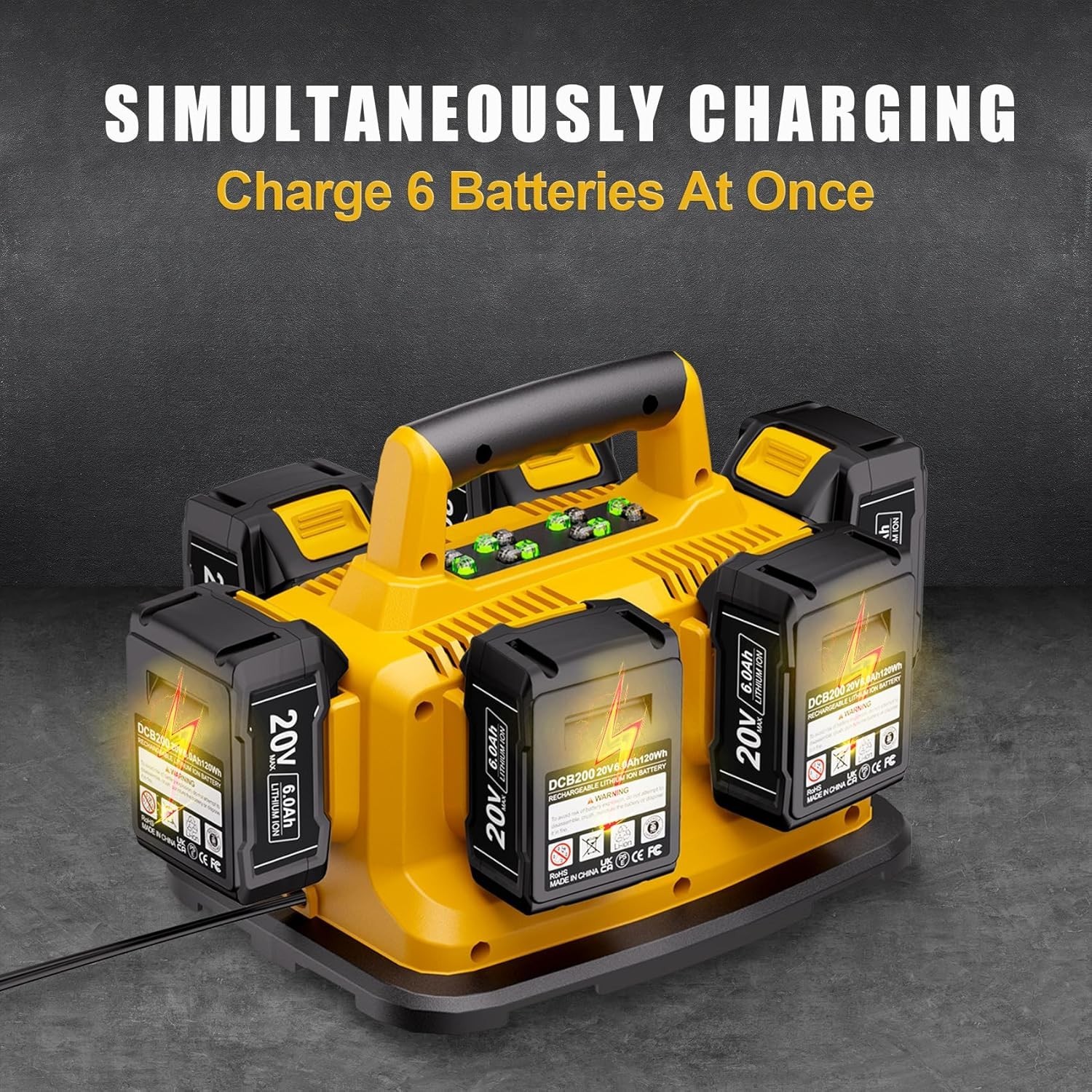 For Dewalt 20V 60V Max 6 Port Multi Fast Charger Station DCB104 DCB118 DCB1112