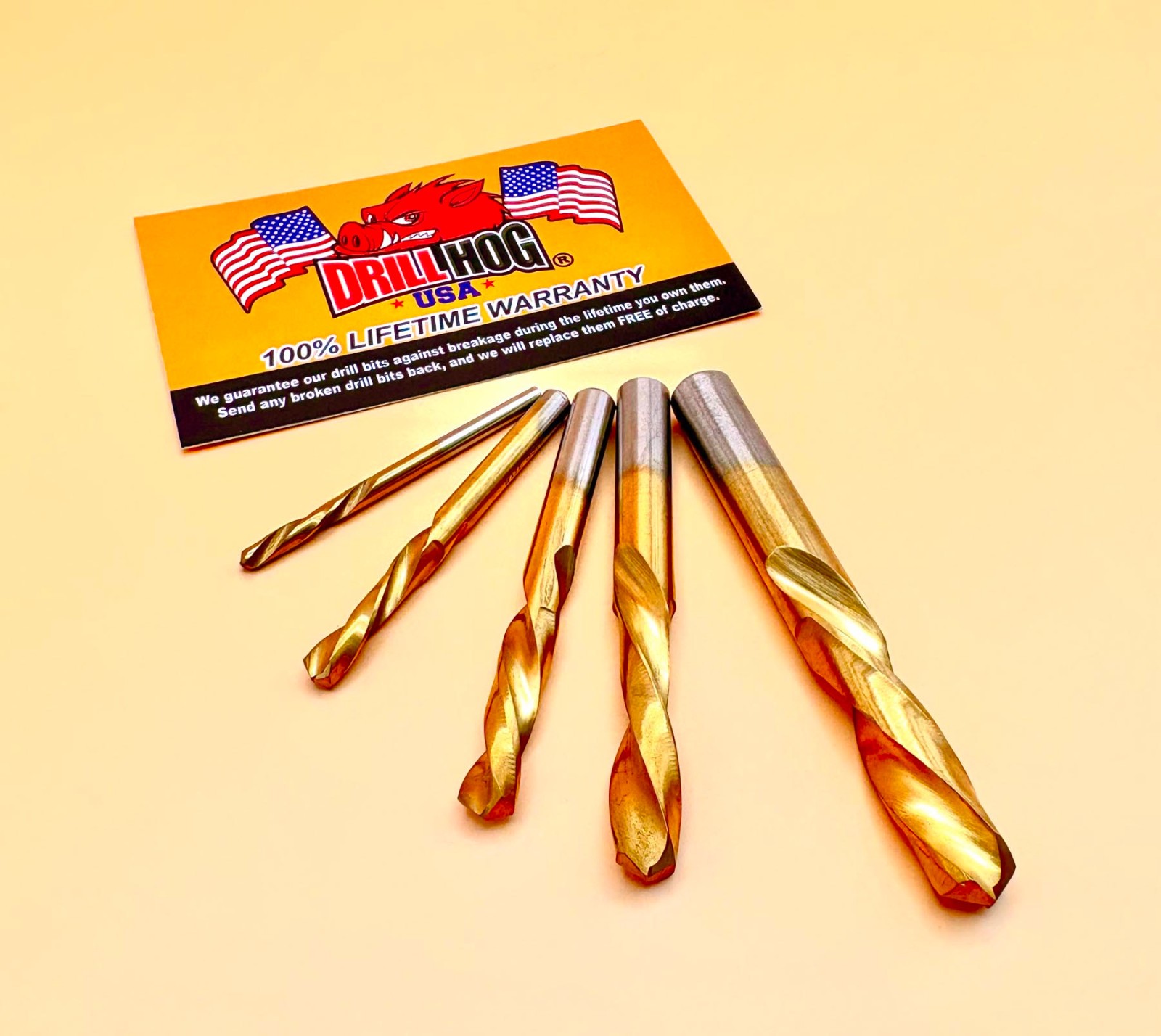 5 Pc Left Hand Drill Bit Set Bits Stubby Cobalt M42 Drill Hog® Lifetime Warranty