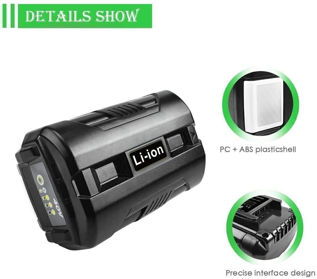 1~2Pcs For Ryobi 40V 8.0Ah Li-ion Battery OP4050 OP40602 OP40201 OP40501 3.5Ah