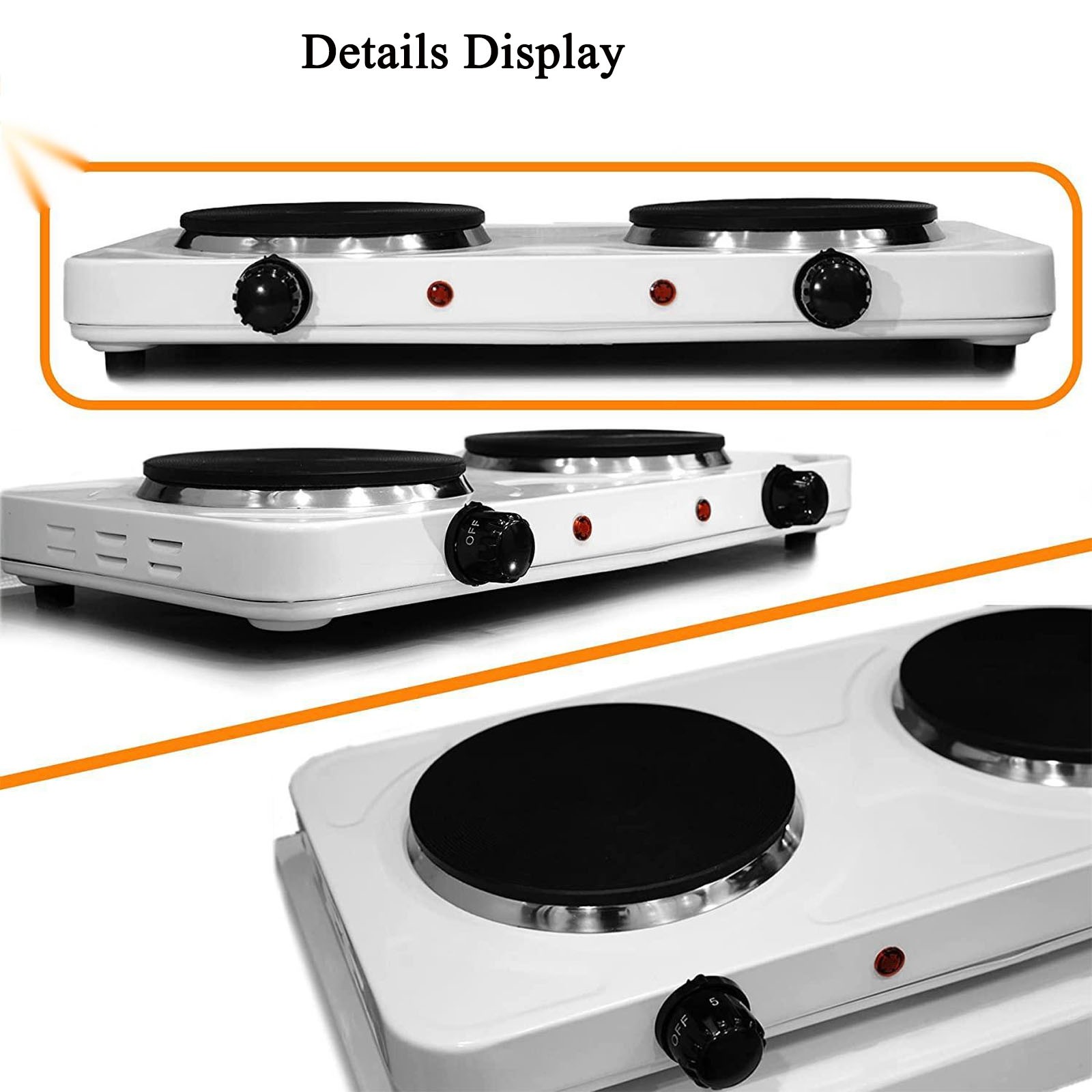 2000W Portable Electric Double Burner Hot Plate Kitchen Cooktop Cooking Stove