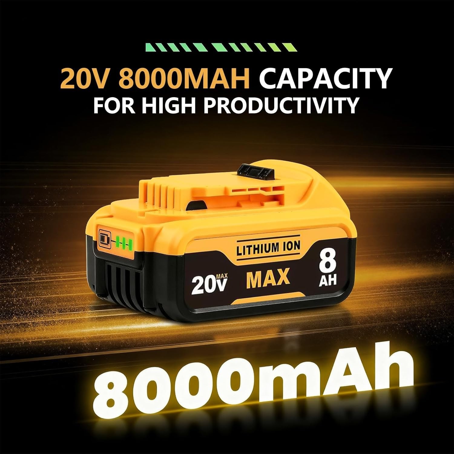 Generic 20V 8.0Ah Li-Ion Battery Compatible with 20V MAX Cordless Power Tools