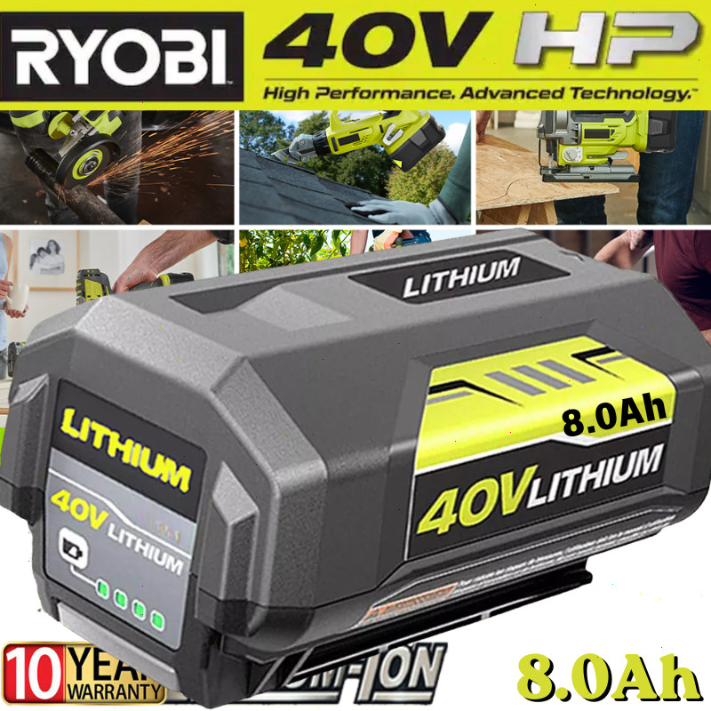 1-2PACK 8.0Ah Battery 40 Volt for Ryobi 40V Lithium OP40602 Battery with LED