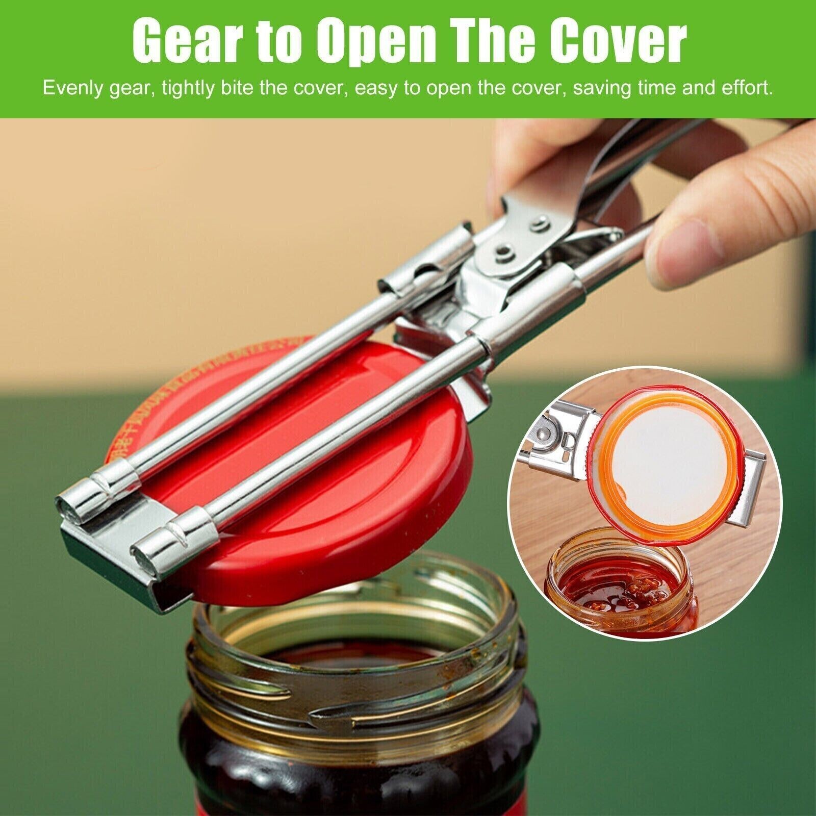 2PCS Adjustable Multifunctional Stainless Steel Can Opener Jar Lid Gripper New