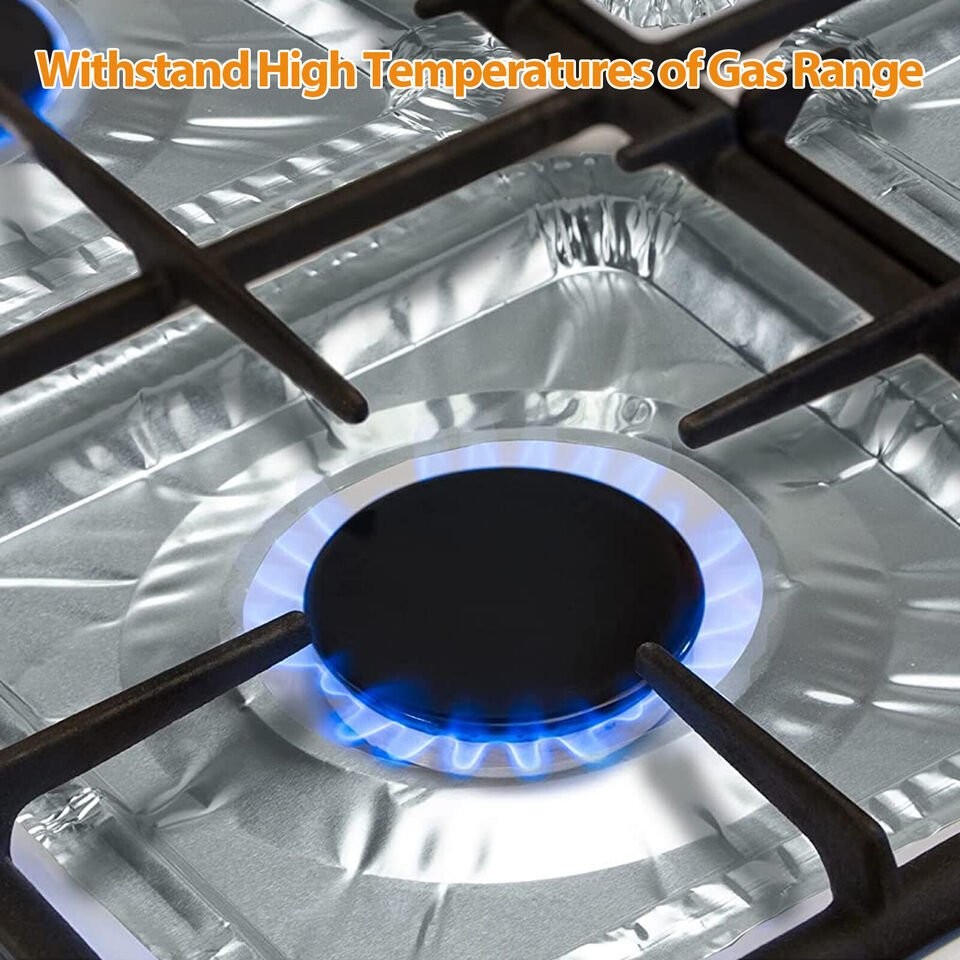 40Pcs Disposable Aluminum Foil Square Gas Stove Burner Liners Heavy Bib Cover US