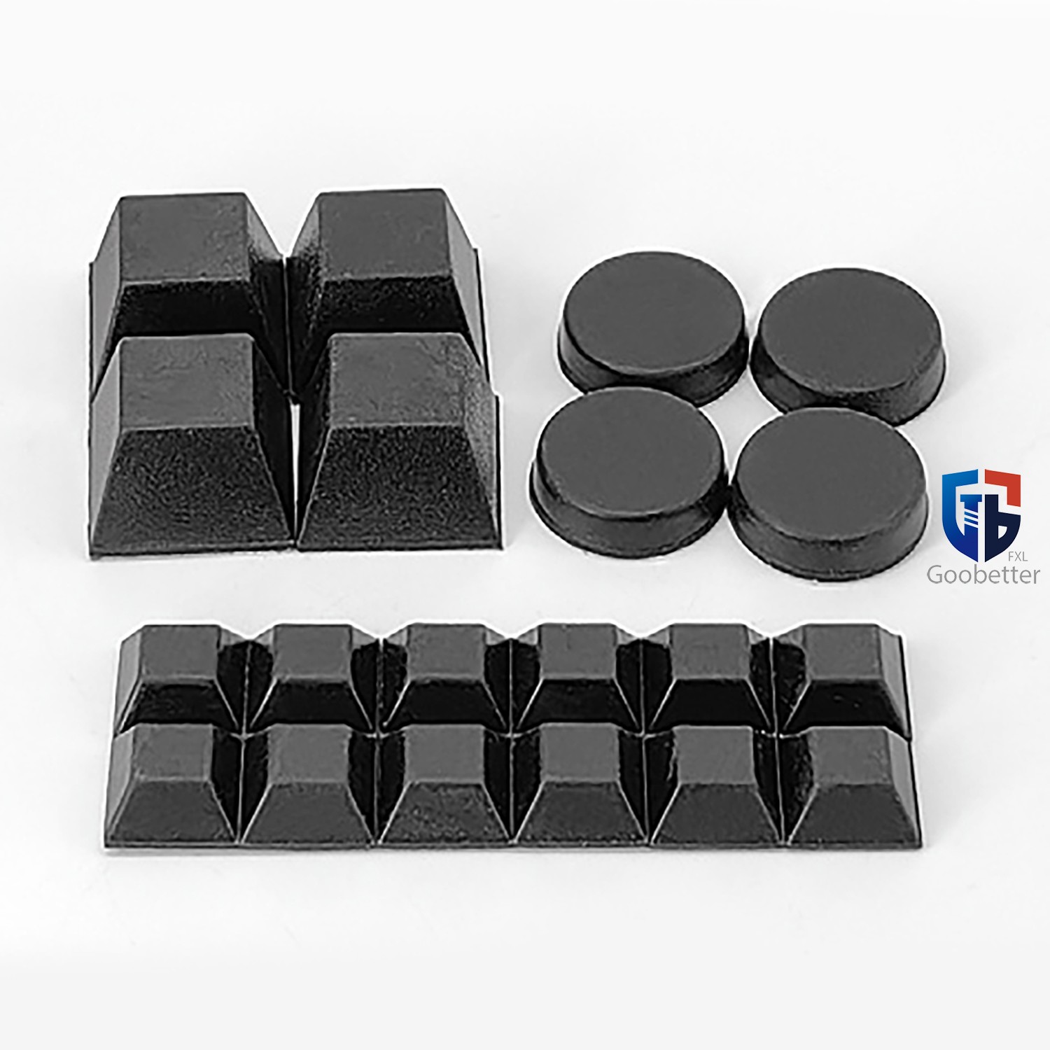 10x Rubber Feet Bumpons, Self Adhesive Pads, Black Round/Square, Small & Large