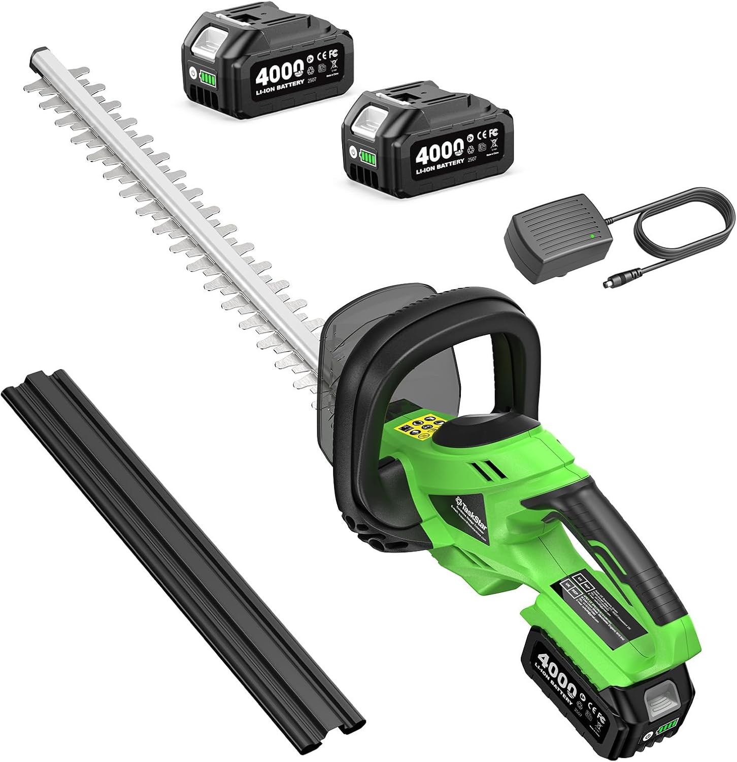 22″ 20V Cordless Electric Bush Hedge Trimmer with 2 x 4000mAh Battery & Charger