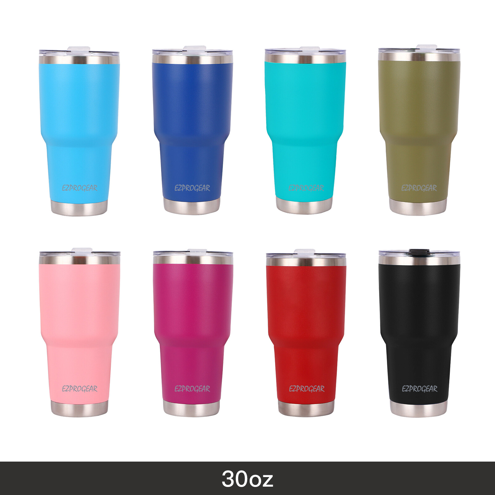30 oz Stainless Steel Tumbler w/ Lid Handle & Straws Insulated Travel Coffee Mug