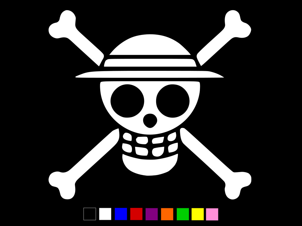 ONE PIECE Straw Hat Pirates Jolly Roger Vinyl Car Window Decal CHOOSE SIZE COLOR
