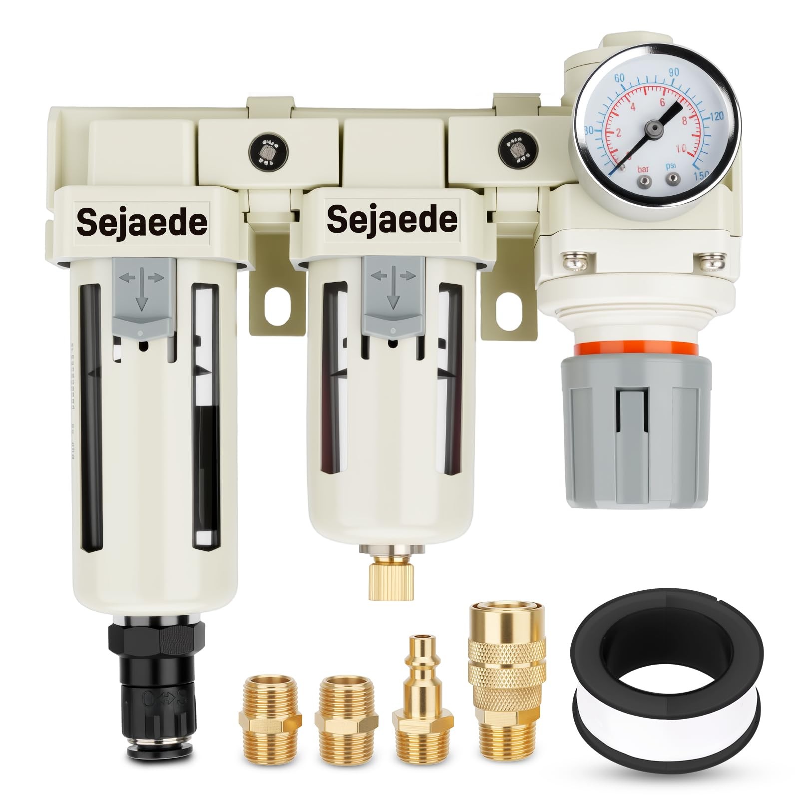 3/8″ NPT Air Compressor Filter Regulator W/ 2-Stage Auto & Semi-Auto Drain Dryer