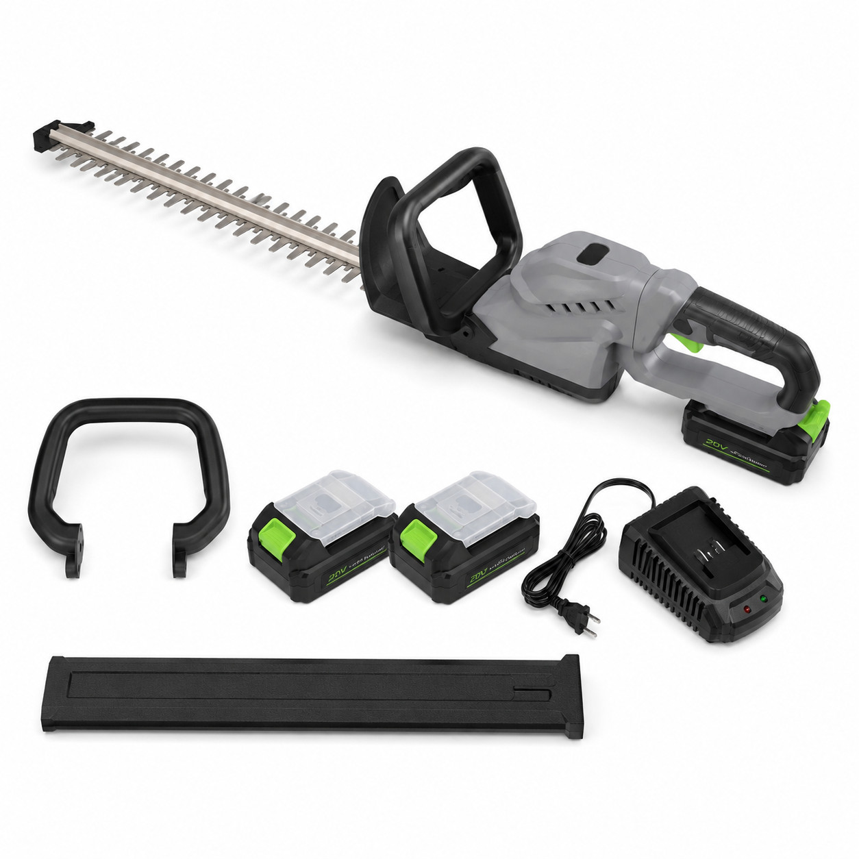 22″ Cordless Hedge Trimmer 20V Battery Powered Dual Action Blade w/ 2 Batteries