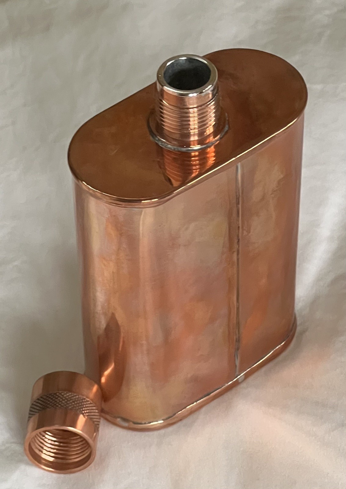 JACOB BROMWELL COPPER FLASK VERMONTER 9oz 5″ TIN-lined Natural Patina