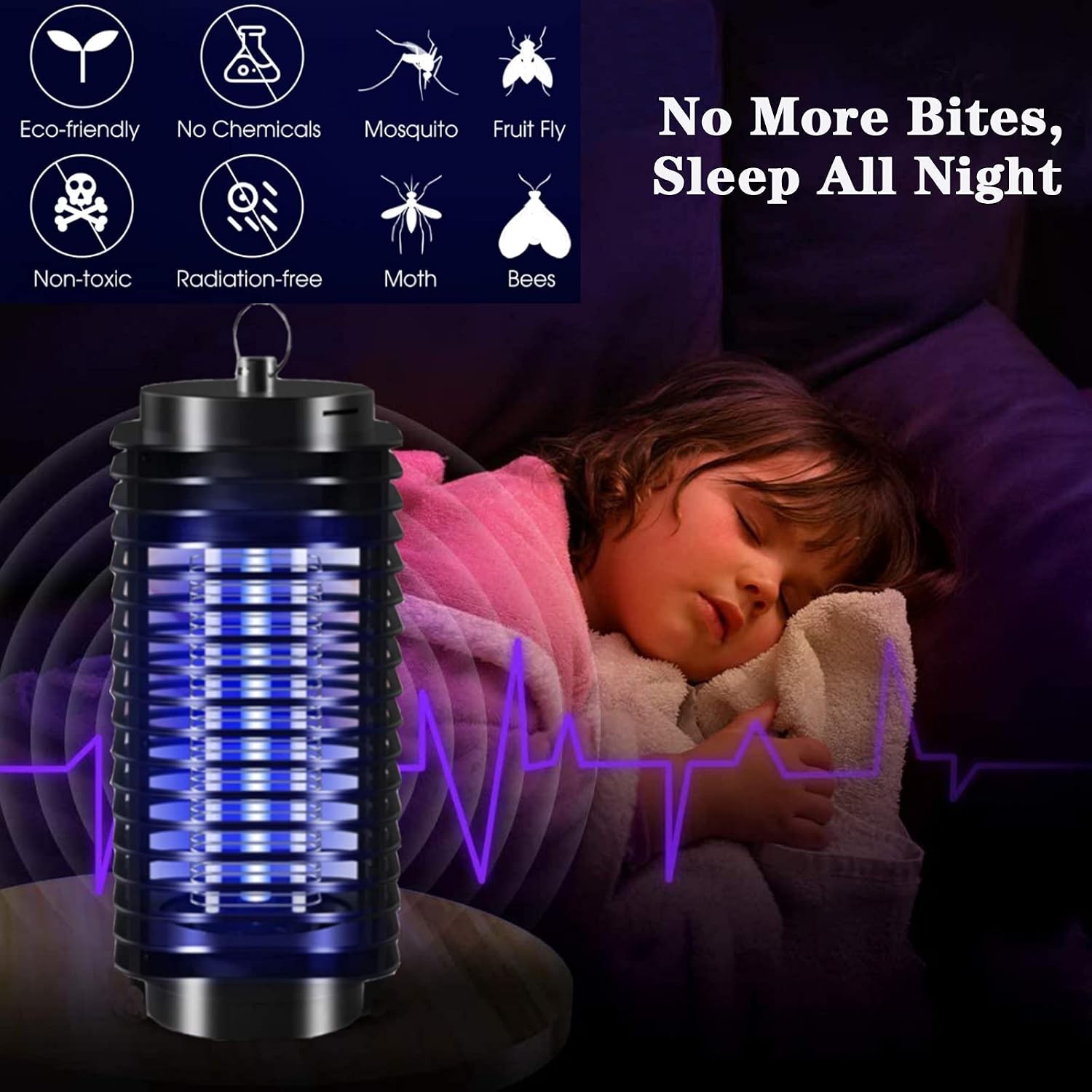 2 Pack Mosquito Fly Bug Insect Zapper Killer Indoor Outdoor Electronic Trap Lamp