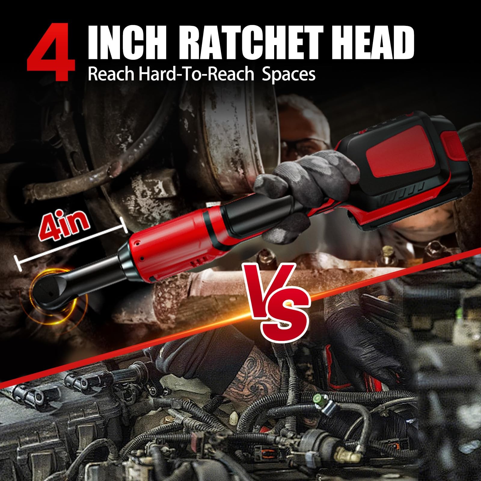 DEVTBLUN 21V Electric Ratchet Wrench Set,60FT-LBS (80N.m) Extended Cordless