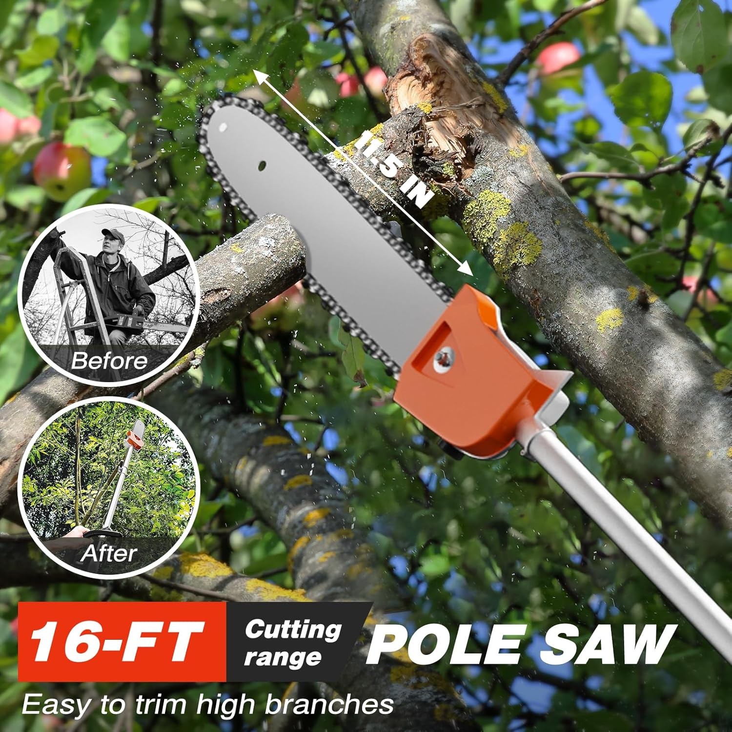 52cc 6-in-1 2-Stroke Gas Powered Weed Eater w/ Hedge Trimmer & Pole Saw Trimming