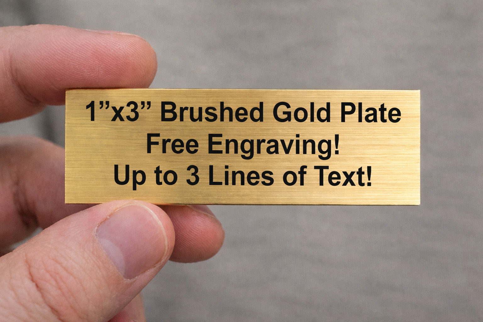 Any Size Custom Engraved Brushed Gold Plate Plaque Sign Tag Label & Adhesive
