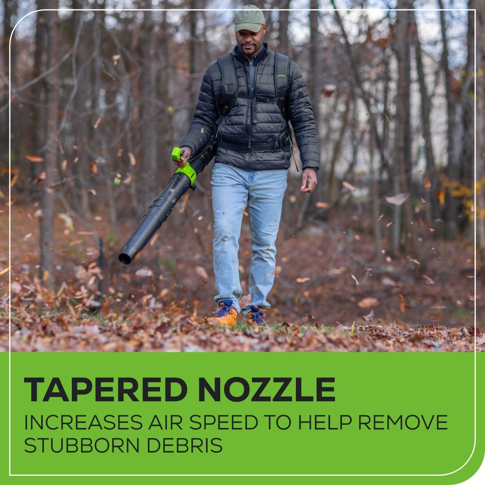 Greenworks 80V 750CFM Backpack Leaf Blower with 4Ah Battery and Rapid Charger