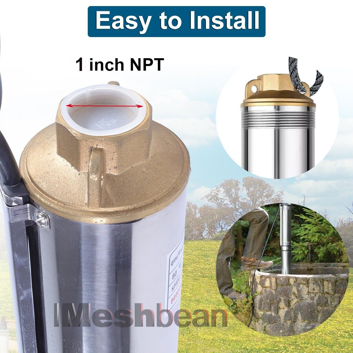 DC 24V 3” 270W Solar Deep Well Pump Bore Water Pump 396GPH + MPPT Controller