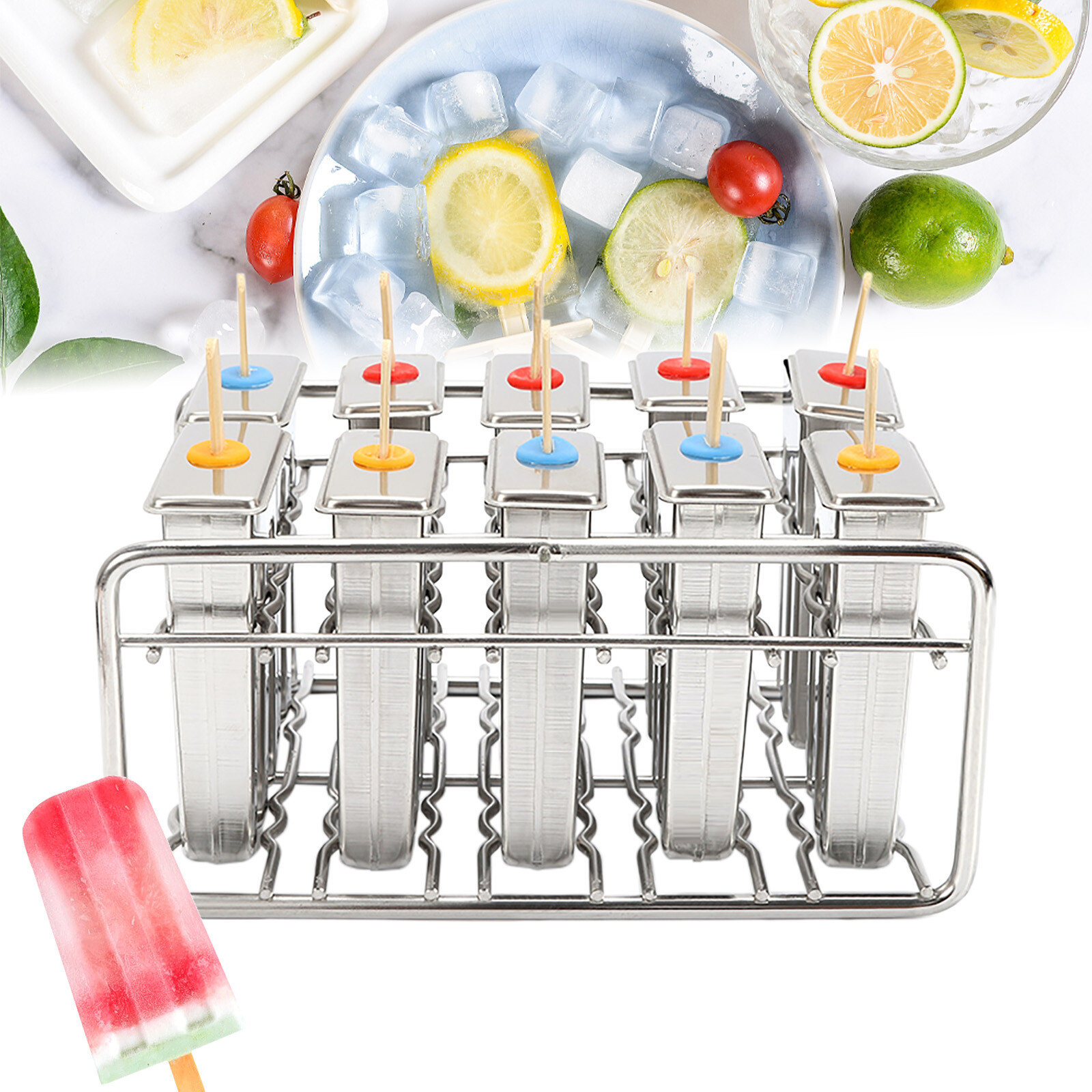 10PCS Stainless Steel Molds Pop Lolly Ice Cream Stick Holder Mold DIY