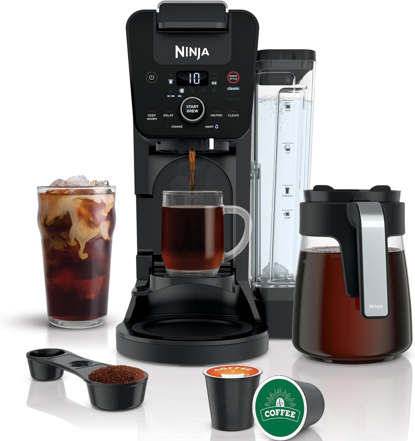 Ninja CFP201 DualBrew System | 12-Cup Coffee Maker | 3 Brew Styles 60-oz – Black