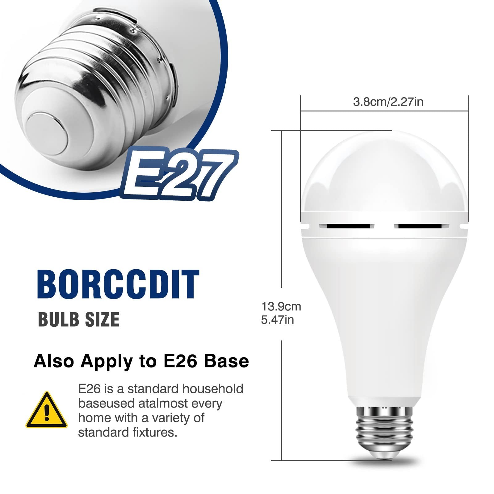 6 Pack Rechargeable Emergency Light Bulbs, Battery Powered LED Light Bulb 3000K