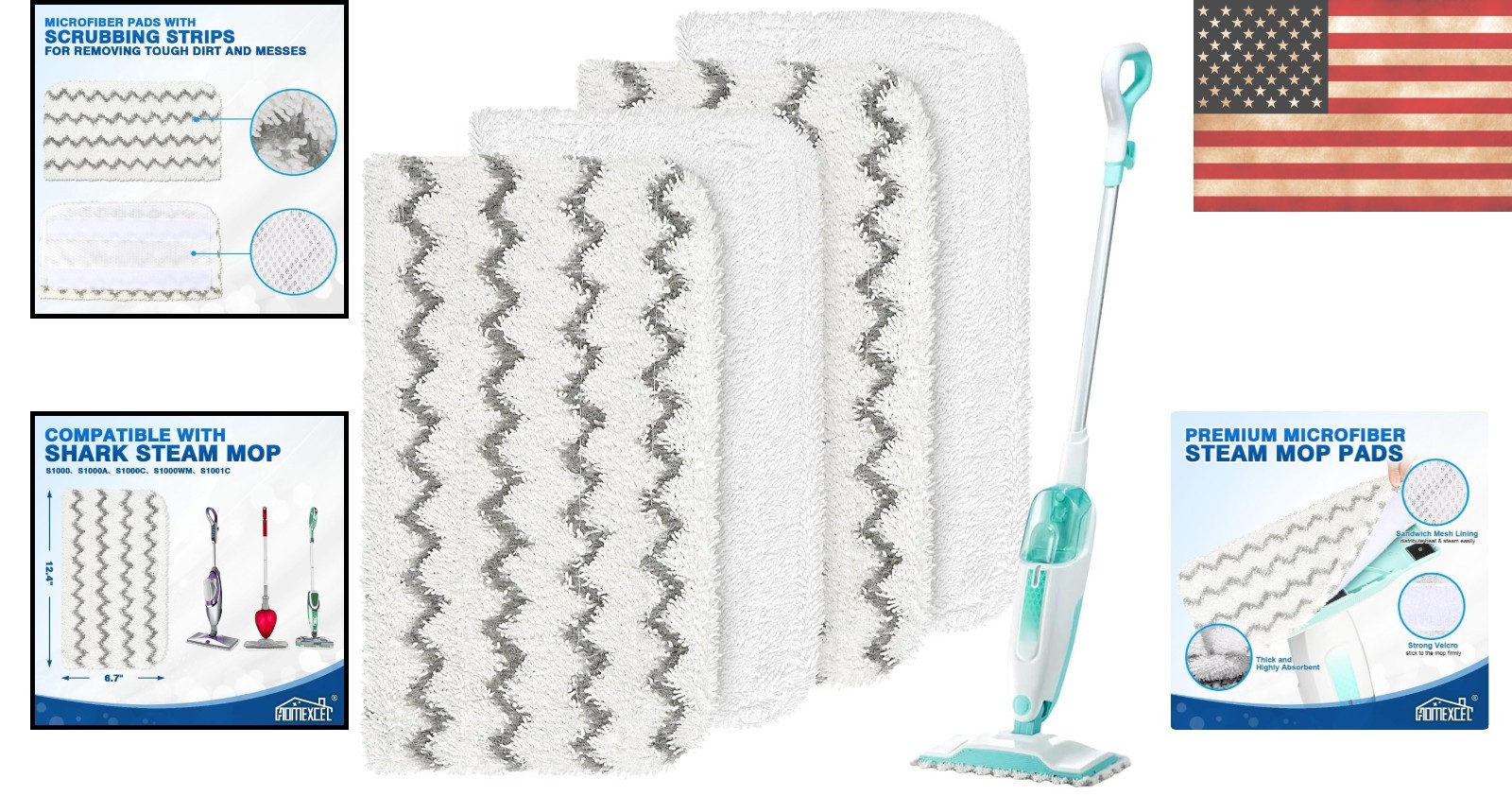 4-Pack Reusable Microfiber Steam Mop Pads for Easy Floor Cleaning – Washable