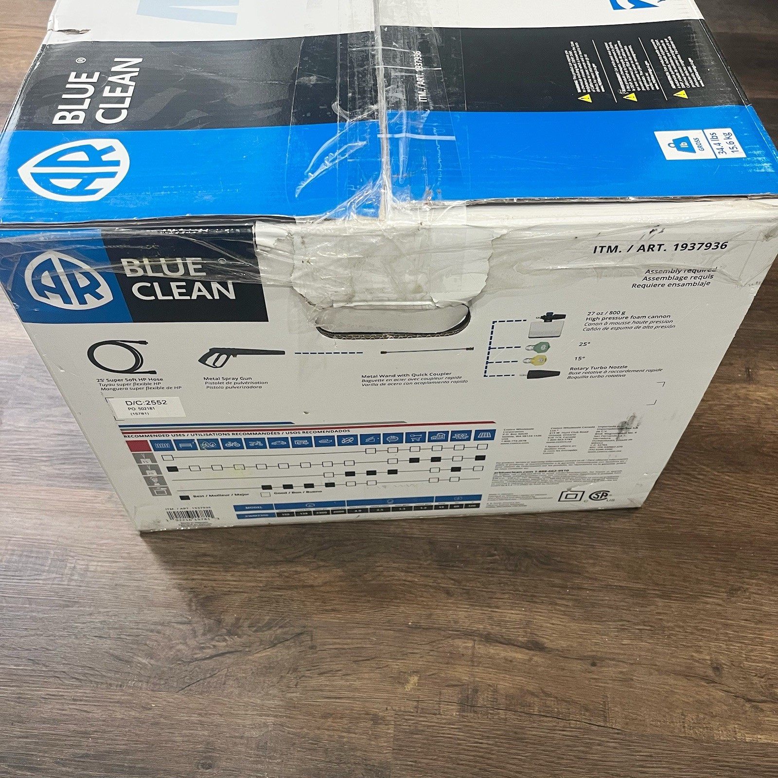 AR Blue Clean XWM2300 Electric Pressure Washer 2300 PSI Quick Connect Hose Gun
