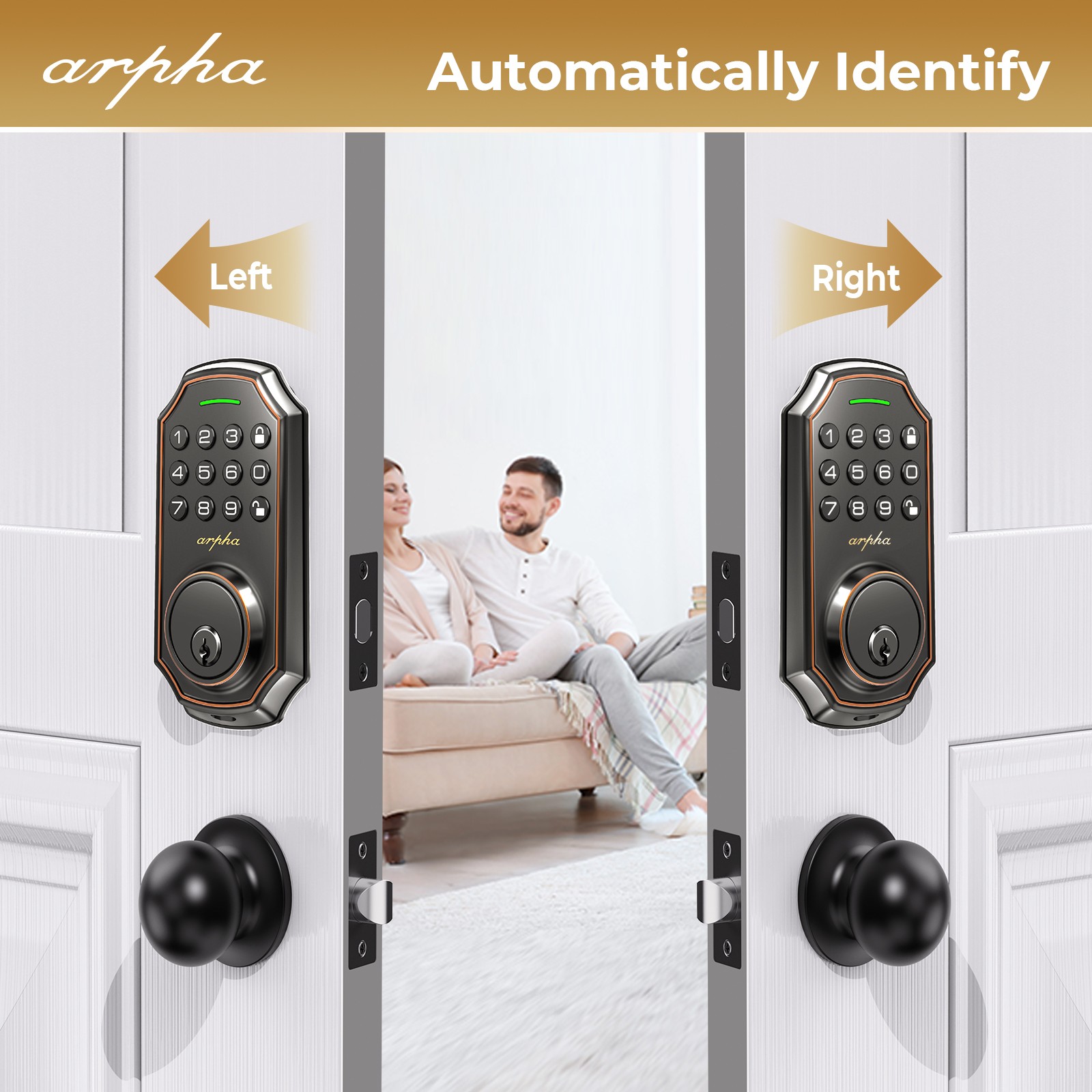ARPHA Keyless Smart Door Lock Entry Keypad Deadbolt Anti-Peeping Auto Lock D180