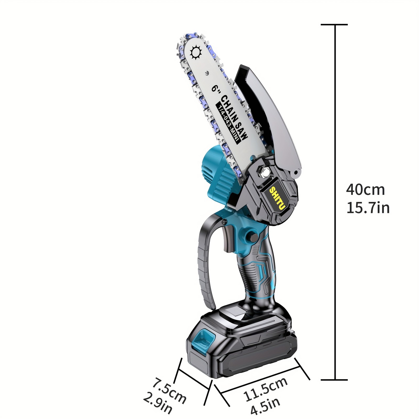 4″+6″ Portable Cordless Chainsaw Electric Lightweight Handheld Chain Saw Battery