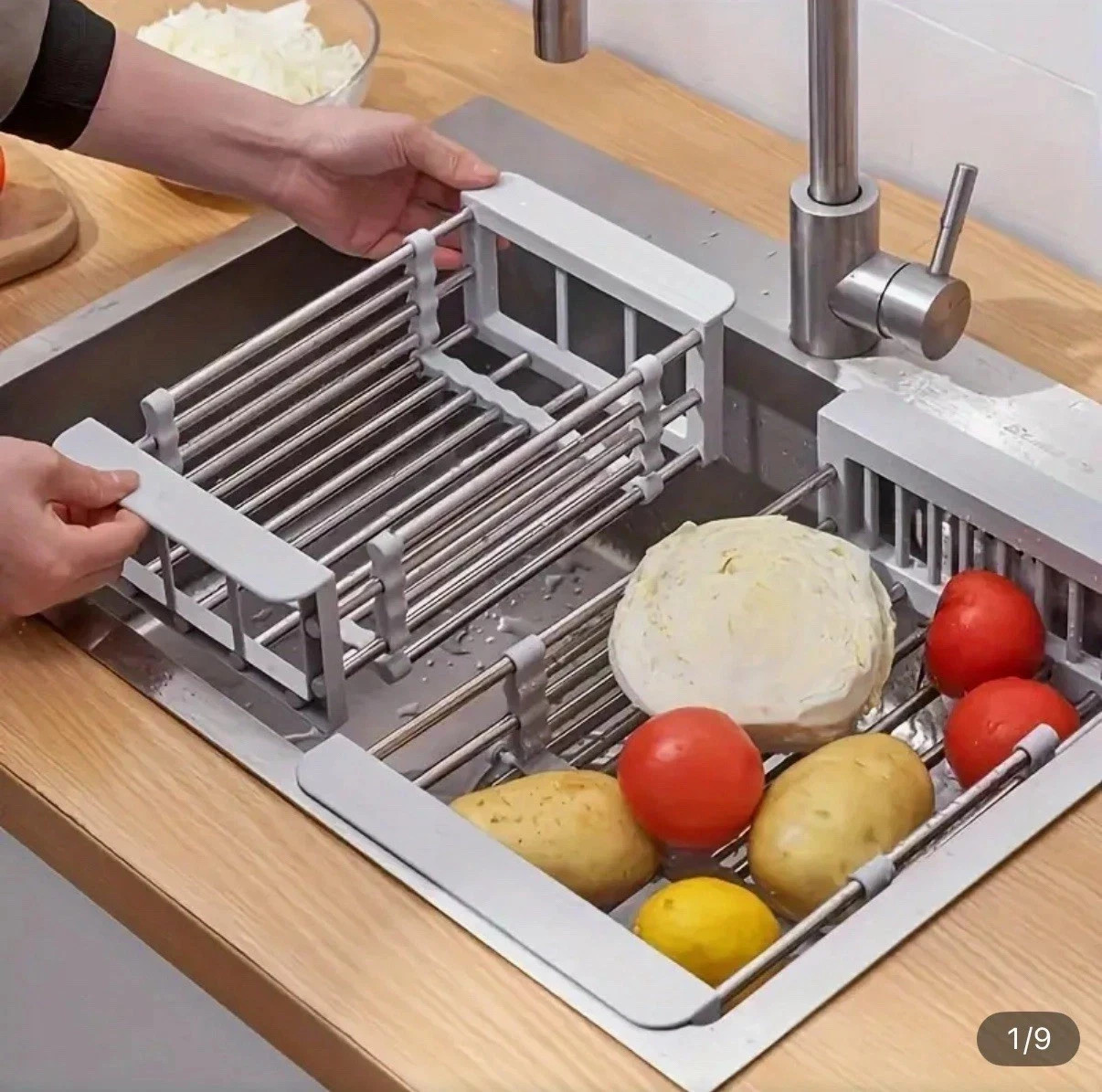 Adjustable Stainless Steel Over Sink Dish Drying Rack Expandable Kitchen Drainer
