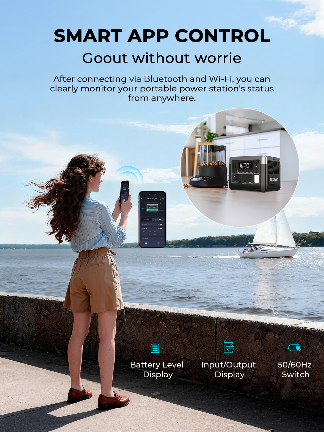 OUKITEL 1024Wh Power Station, 1800W Solar Generator, LiFePO4 Battery Back Energy