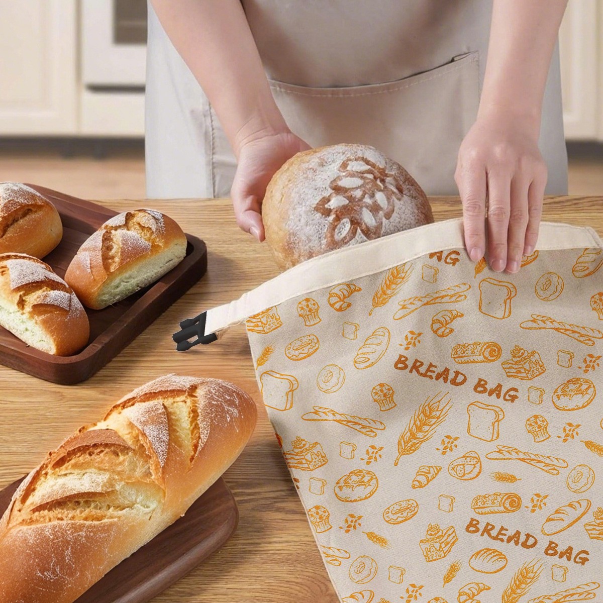 2 Pack Reusable Beeswax Bread Bags for Homemade Breads Sourdough Easy to Clean