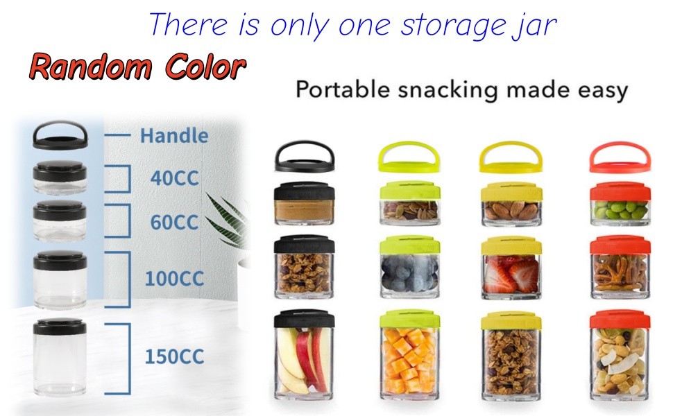Portable Travel Stackable Snack Containers, 4 Jar – 40cc,60cc,100cc,150cc Scale