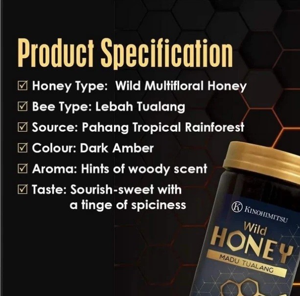 2 Jars Kinohimitsu Wild Tualang Honey 500g ( No import Duties For USA )