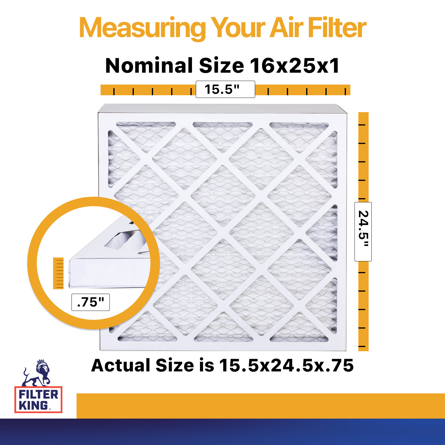 Filter King 16x25x1 Air Filter 6-PACK MERV 13 Actual Size 15.5 x 24.5 x .75″