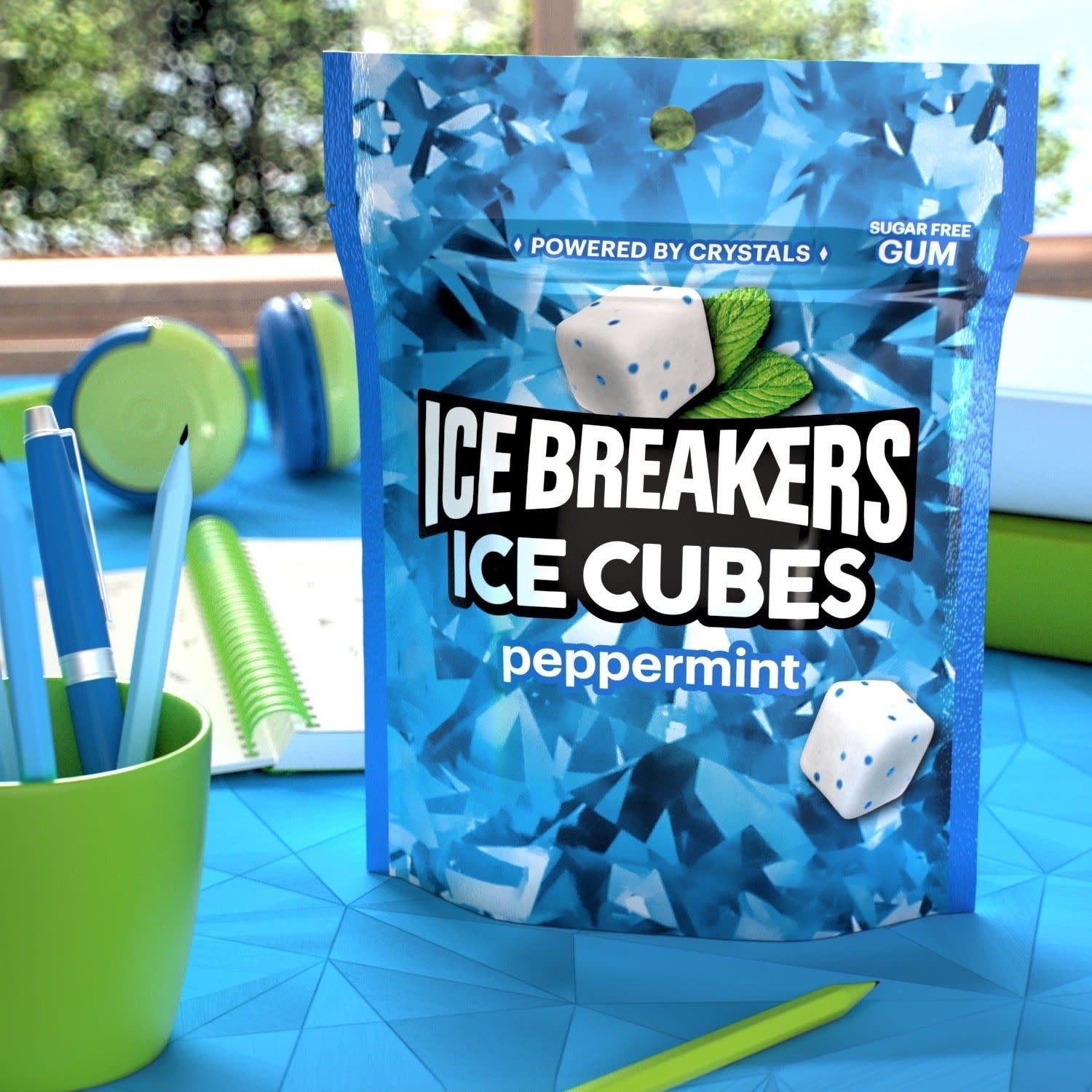 Ice Breakers Ice Cubes Peppermint Sugar Free Gum 100pcs 8.11oz Pouch