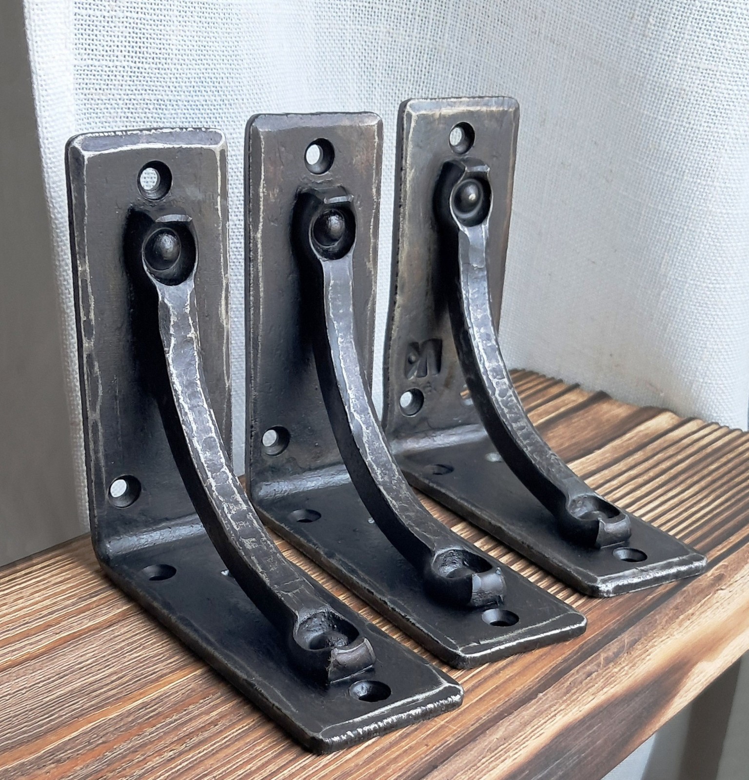 5″x7″ Metal Shelf Brackets: Hand Forged Iron Black Rustic Metal Kitchen Corbel