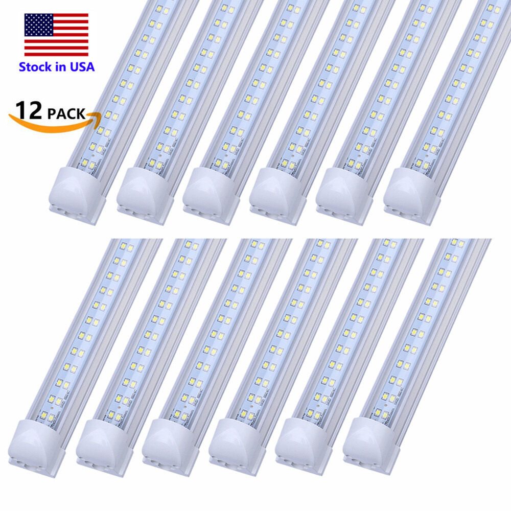 LED Shop Lights Fixture Tube Strip Ceiling Lights 8FT For Garage Workshop 12Pack