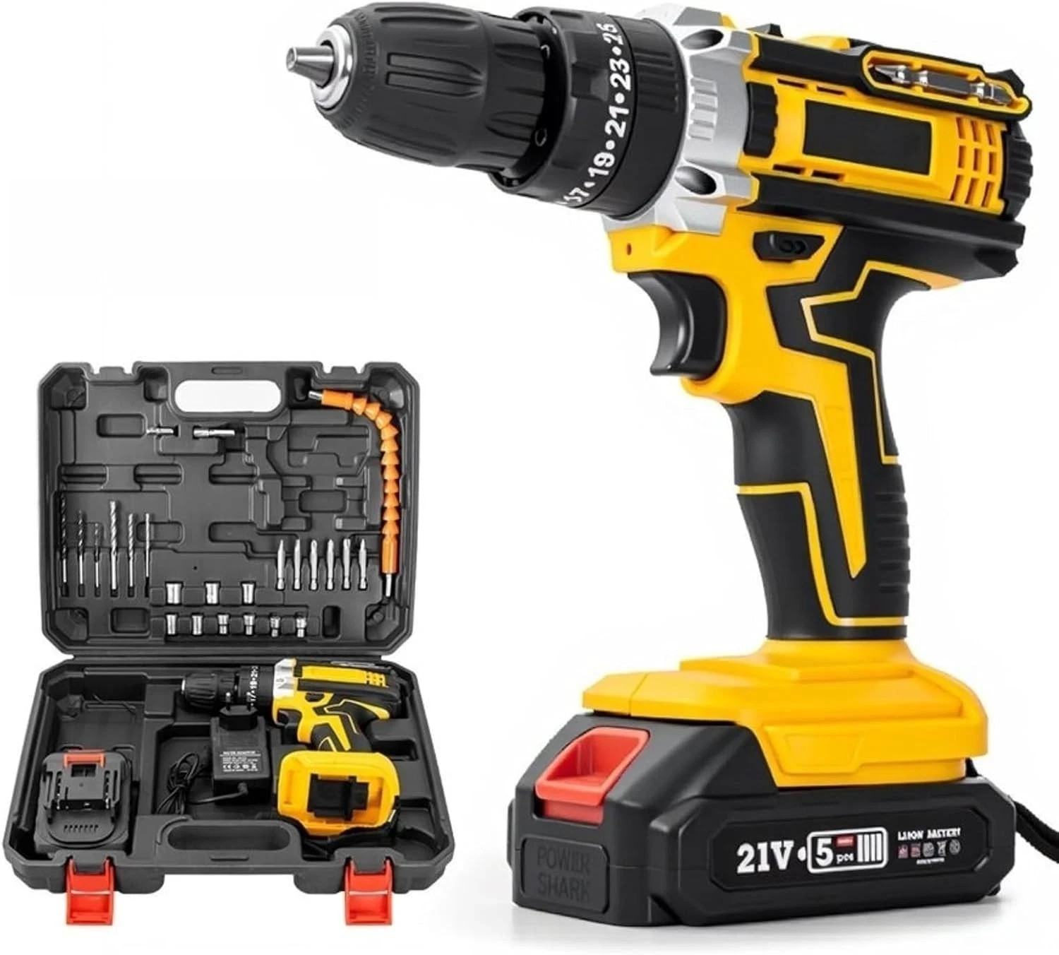 48V Cordless Drill Electric Screwdriver 3/8 Keyless Chuck Work Light