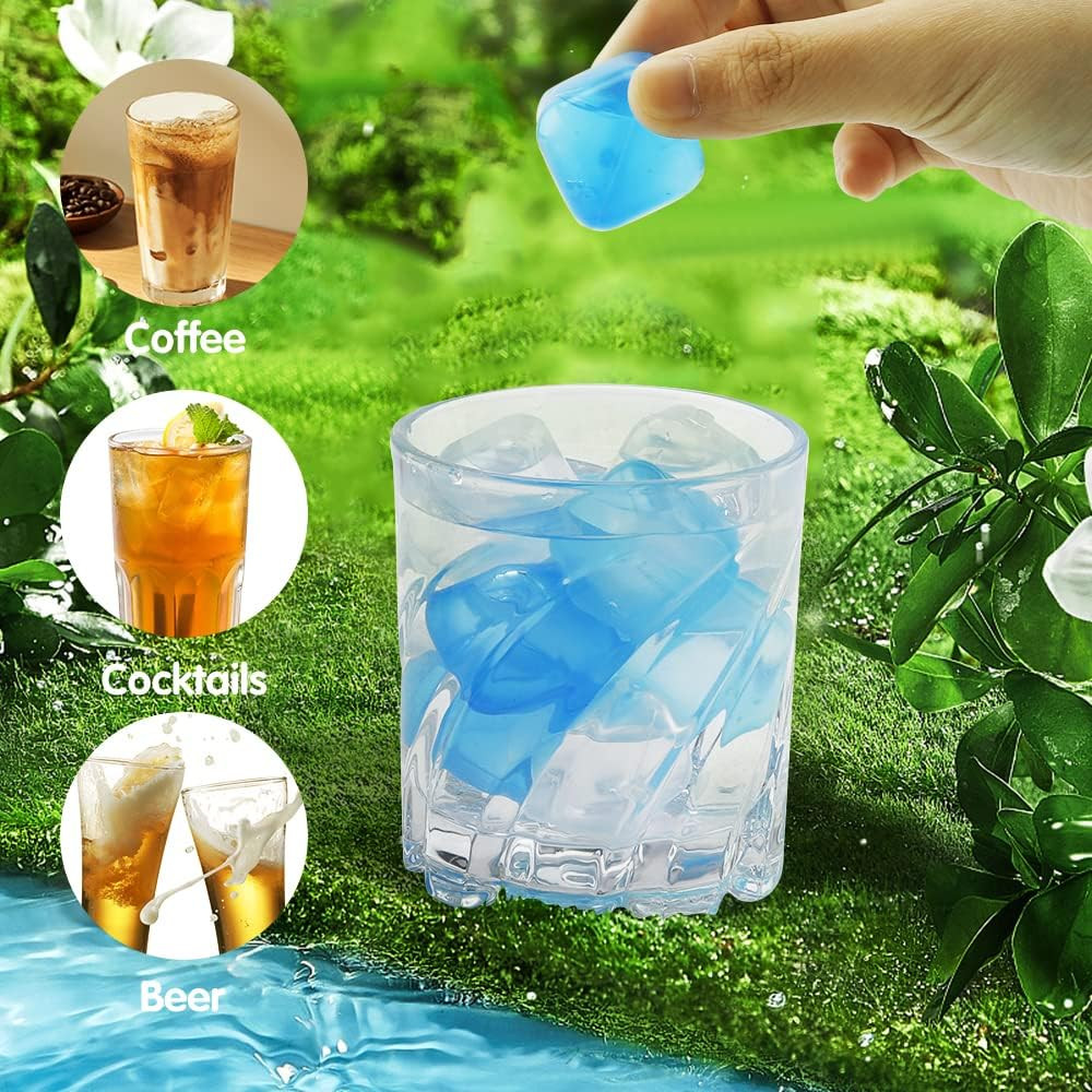 Reusable Ice Cube for Drinks, Square Plastic Ice Cubes 20 Pack, Freeze Drinks