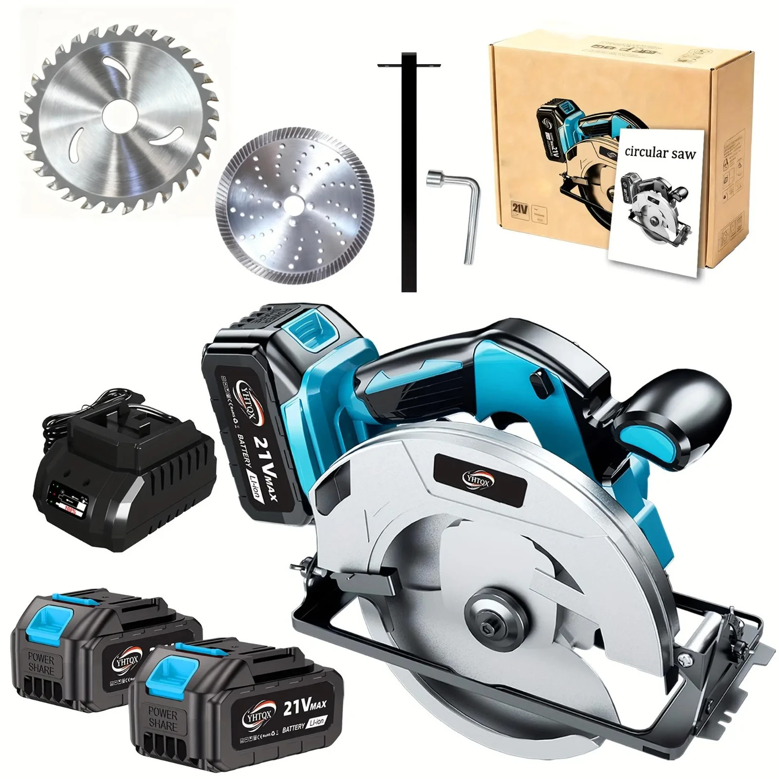 7in Cordless Circular Saw with Battery Charger Set for 21V Brushless Motor