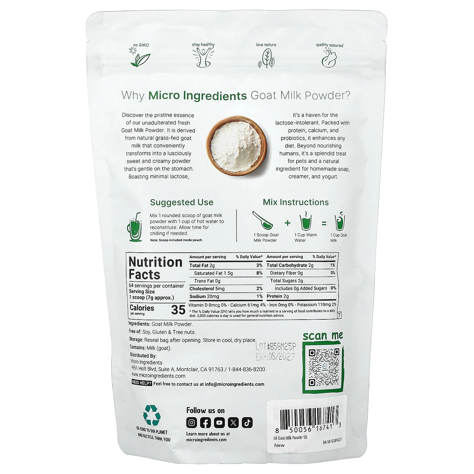 Goat Milk Powder, 1 lb (454 g)