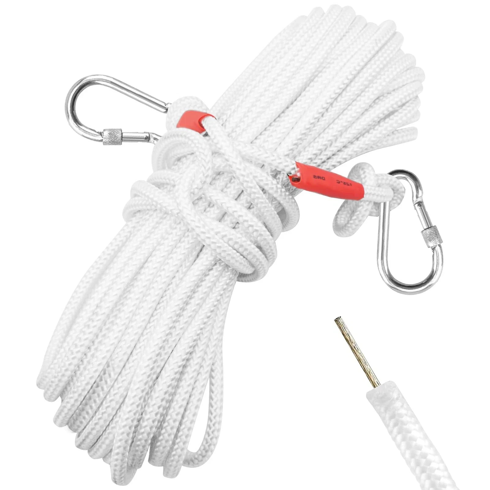 5/16″ x 66 ft Wire Center Flagpole Rope, White Braided Polyester Flagpole Hal…