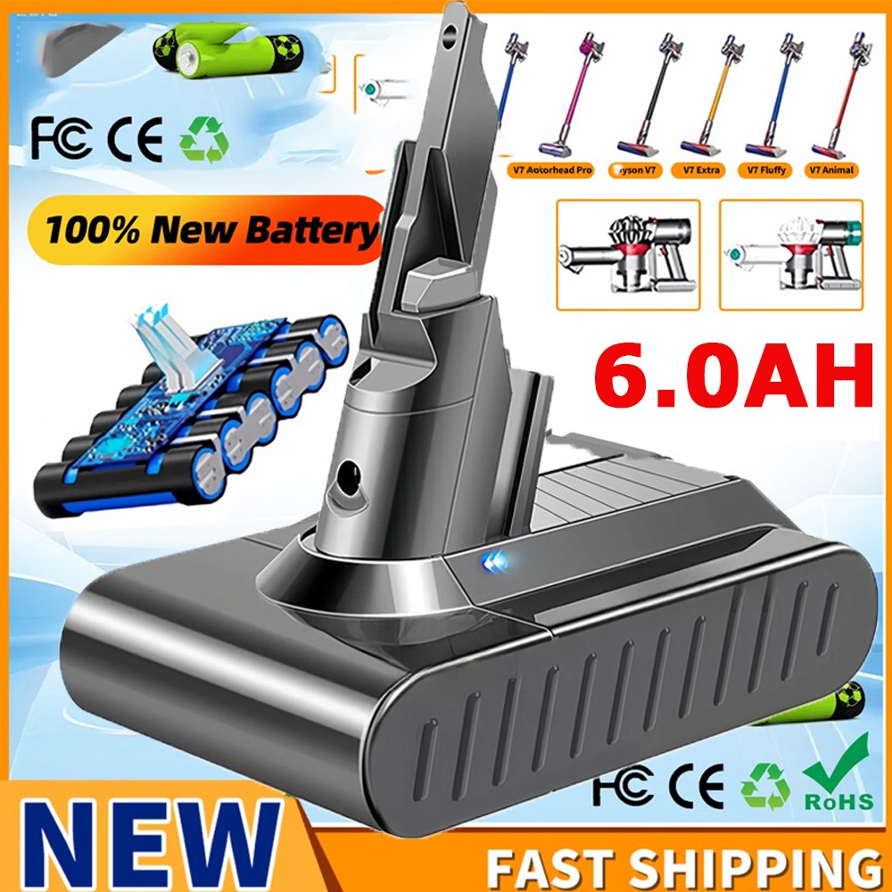 6.0AH For Dyson V7 21.6V High Capacity Battery V7 Animal Replacement Battery