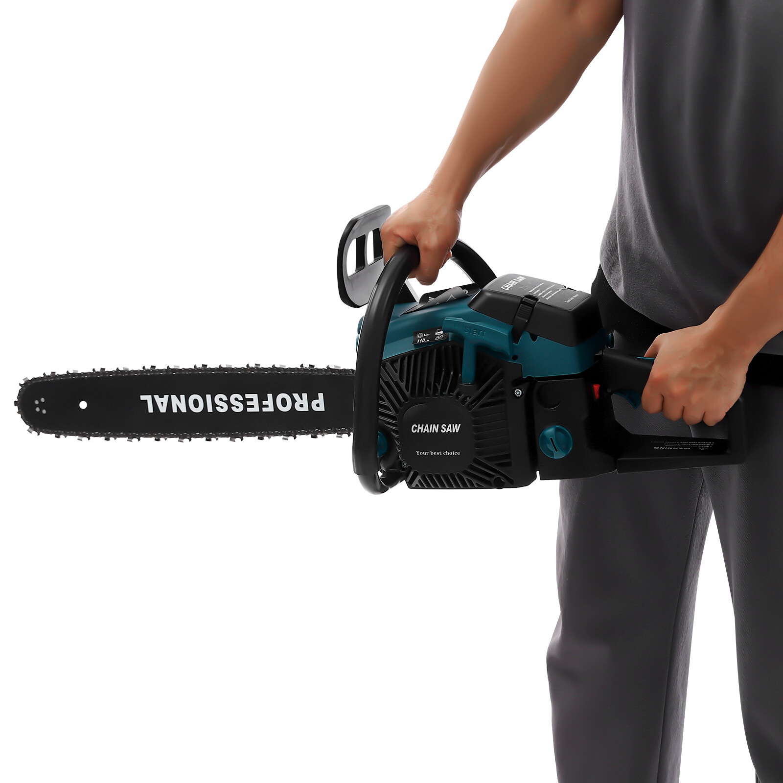 58CC Gas Powered Chainsaw with 20” Guide Bar Saw Chain 2-Stroke Engine Cut Wood