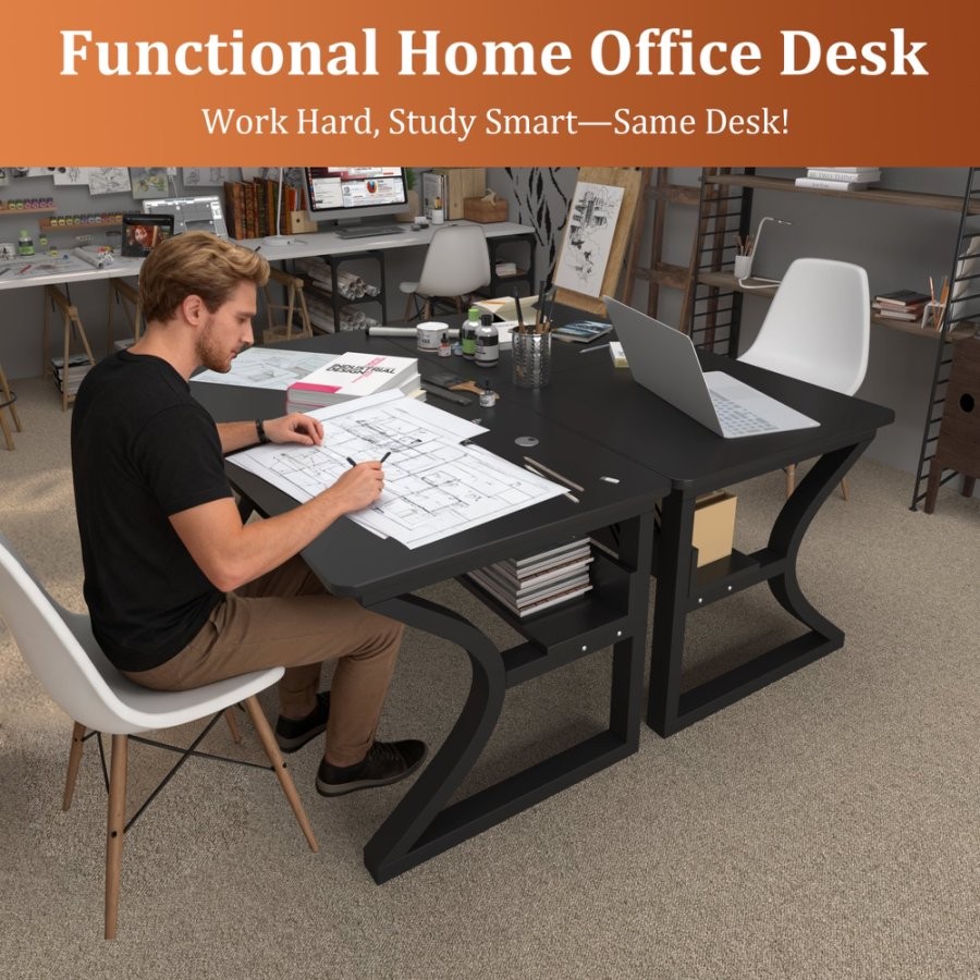 55 Inch Computer Desk Home Office Desk Study Executive Desk for Writing Work