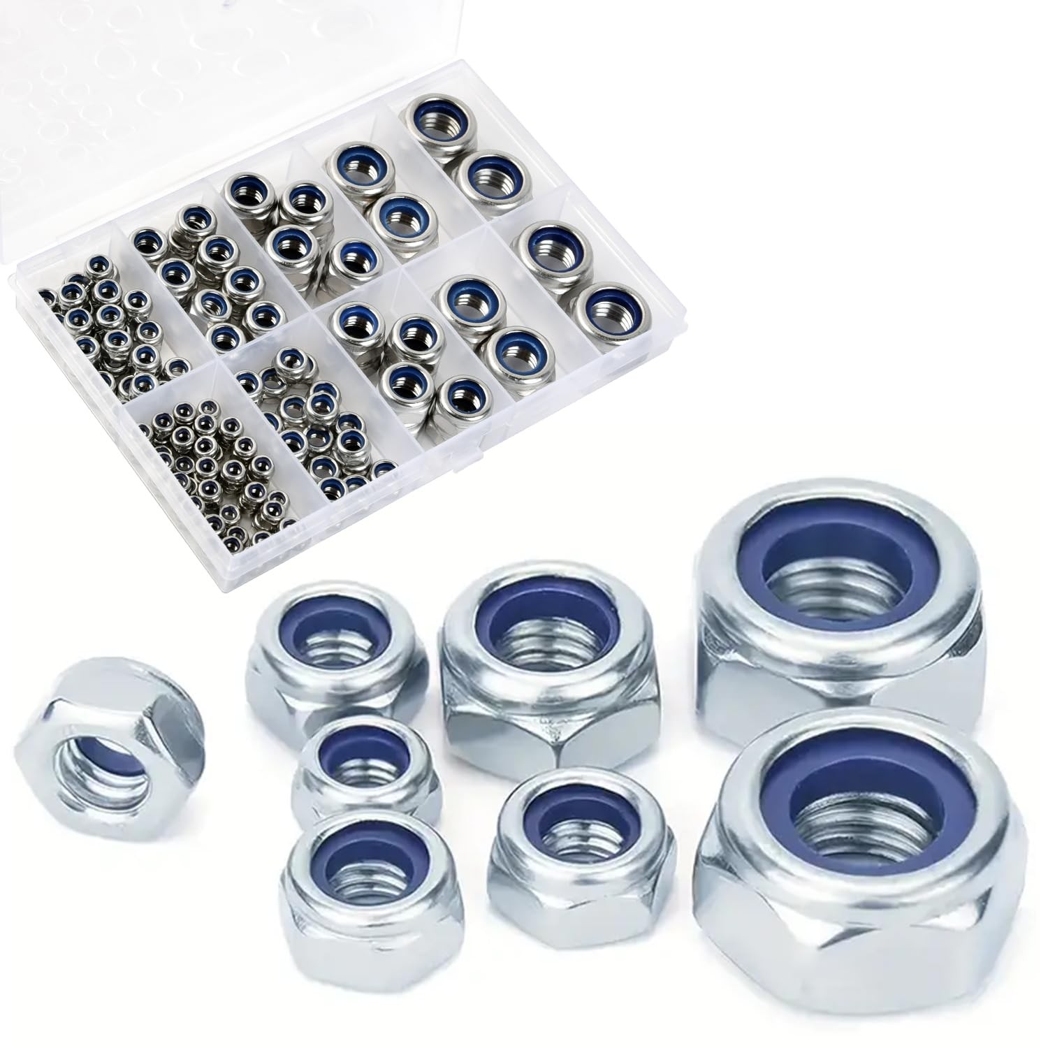 M6 x 1 mm Lock Nuts – 100PCS Nylon Insert Hex Locknuts,304 M6x1(100PCS)