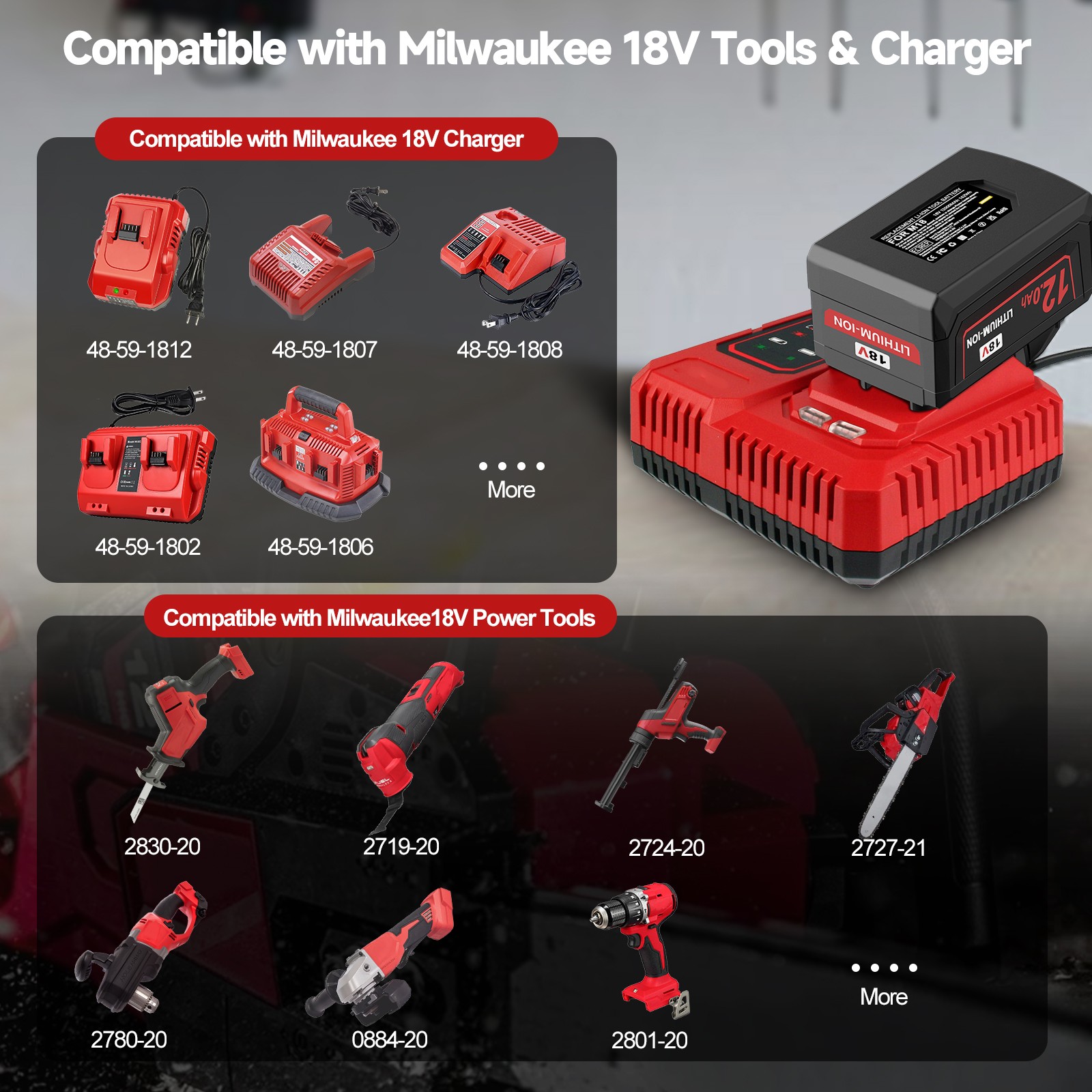 Battery For Milwaukee for M18 8.0Ah Extended Lithium 18V 48-11-1880 Charger NEW