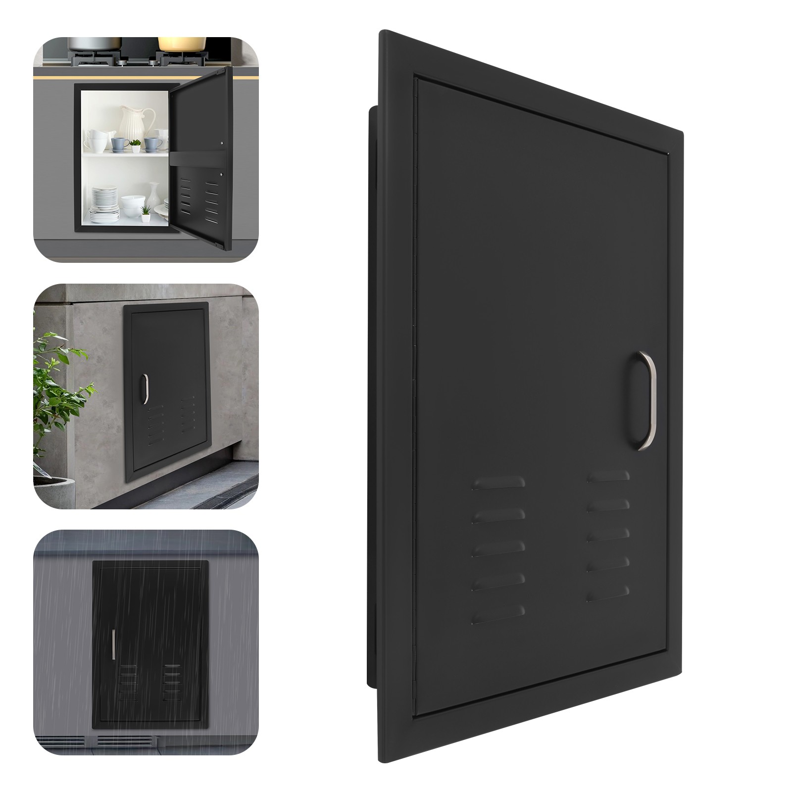 BBQ Access Door Black, Kitchen Doors, Flush Mount Single Vertical Door for BBQ