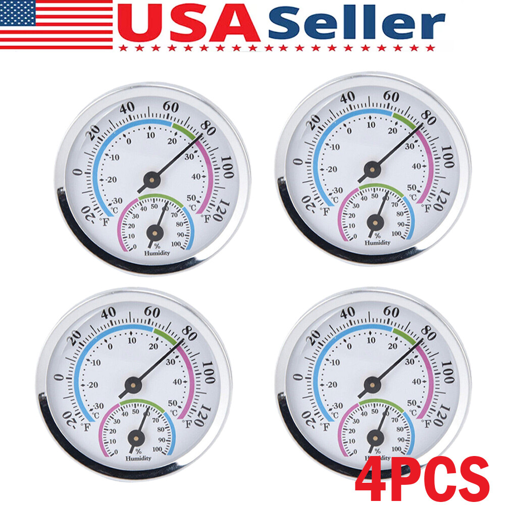 4Pcs Analog Thermometer Hygrometer Humidity Meter Gauge Temperature Room Indoor